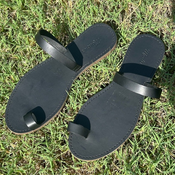 Madewell Board Walk black Leather Strap slip on slide bare Sandals NWOBSz-7.5.H - Picture 8 of 11